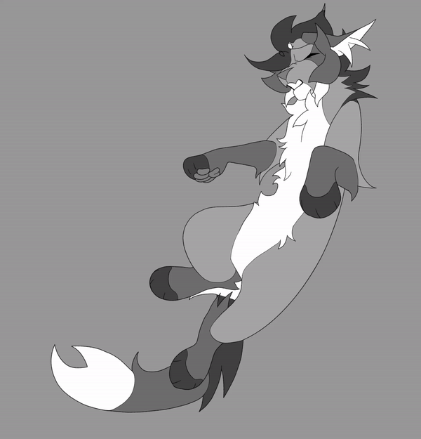 Facial fur wind loop with three additional elements(tail, body fur wind, ear)